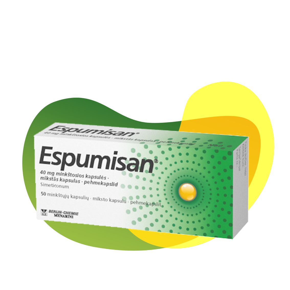 Espumisan 40 mg kapsulu iepakojums